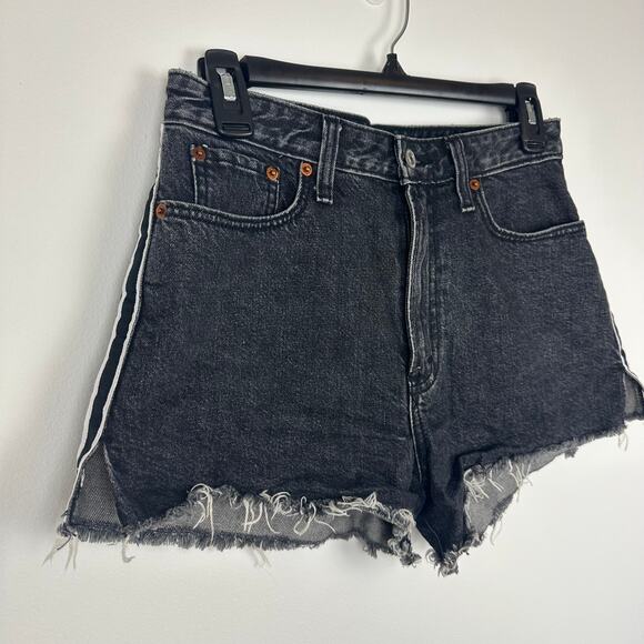 Abercrombie & Fitch Womens Annie High Rise Side Stripe Black Wash Shorts 26, 2 - Picture 3 of 8